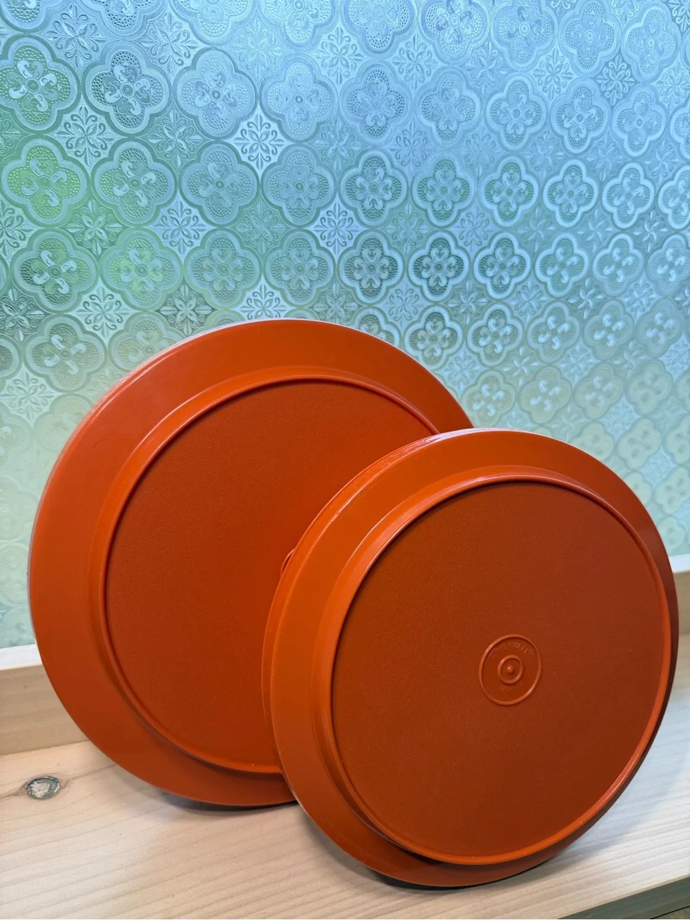 Vintage Tupperware Round 2-Piece Container Set Orange Made in USA MCM